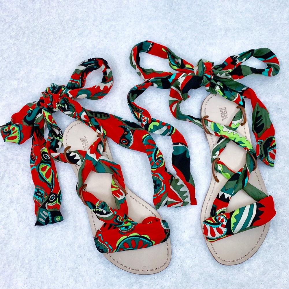 [Zara] Silk scarf sandals Size 37